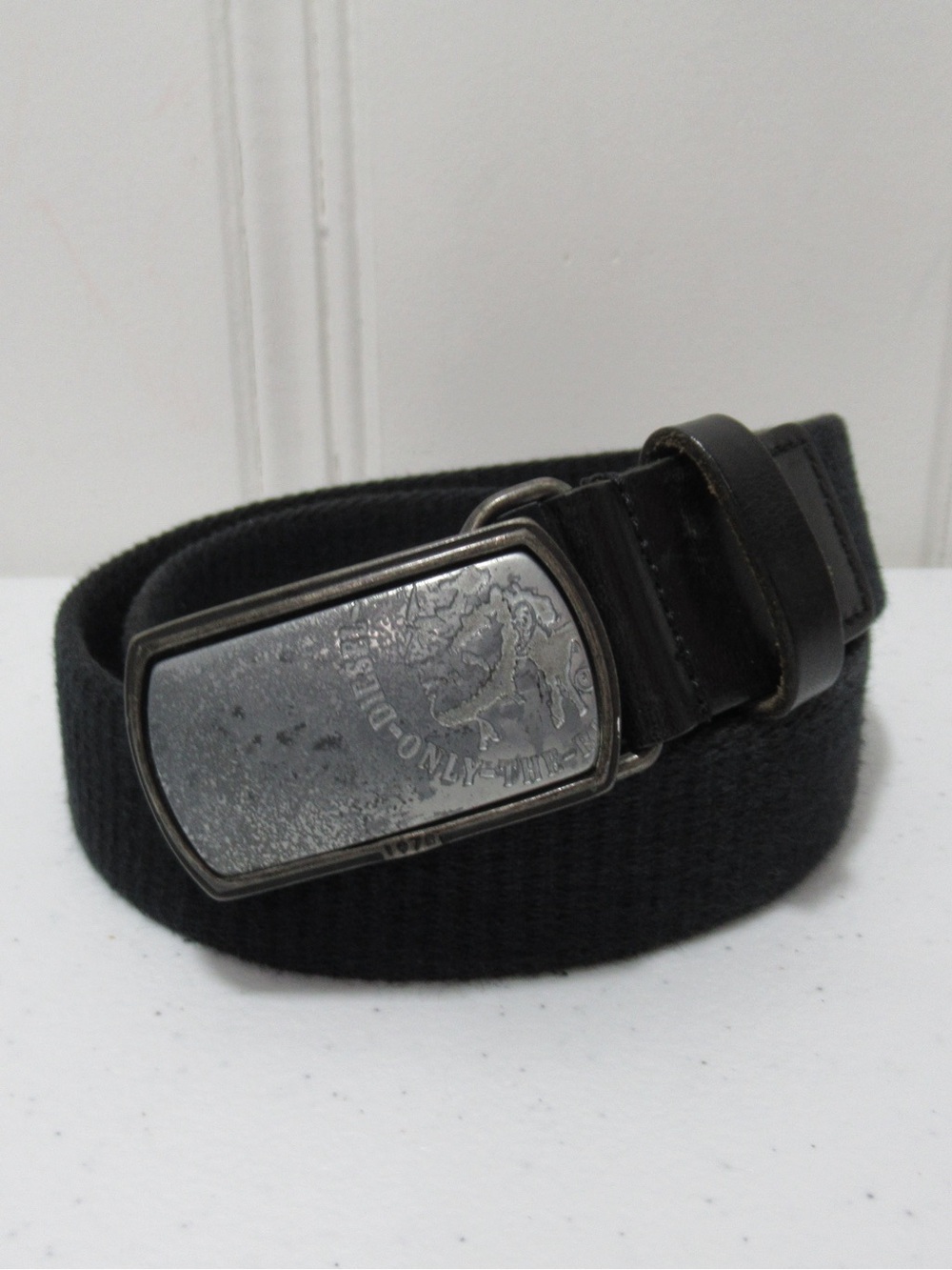 Diesel Men’s Canvas Woven Black Belt
